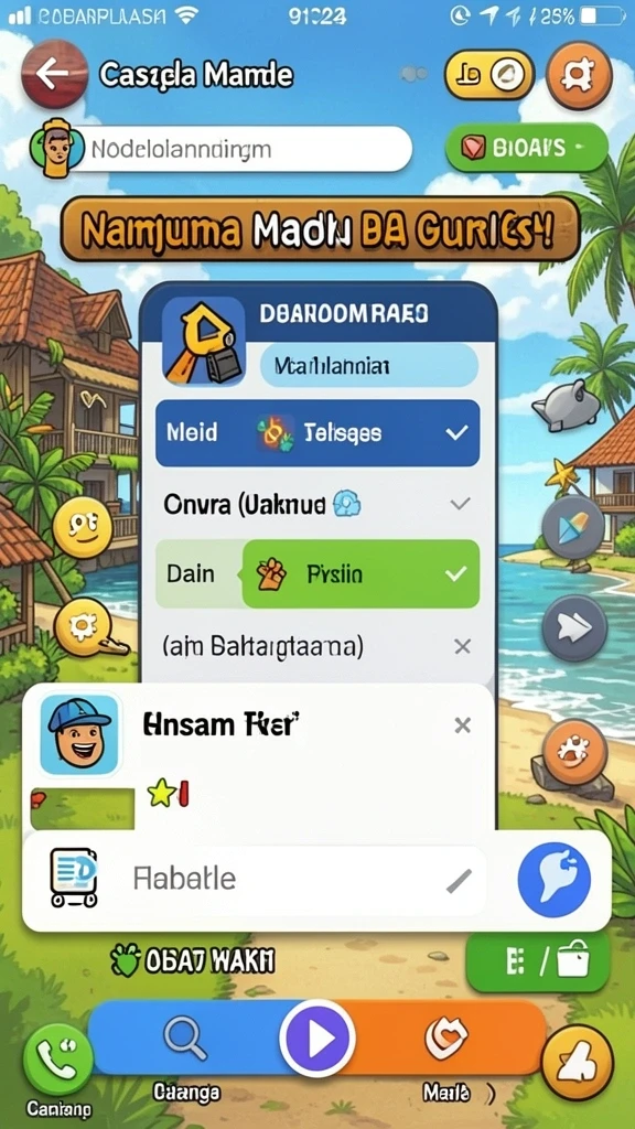 Karakter siap bertarung dengan berbagai senjata.